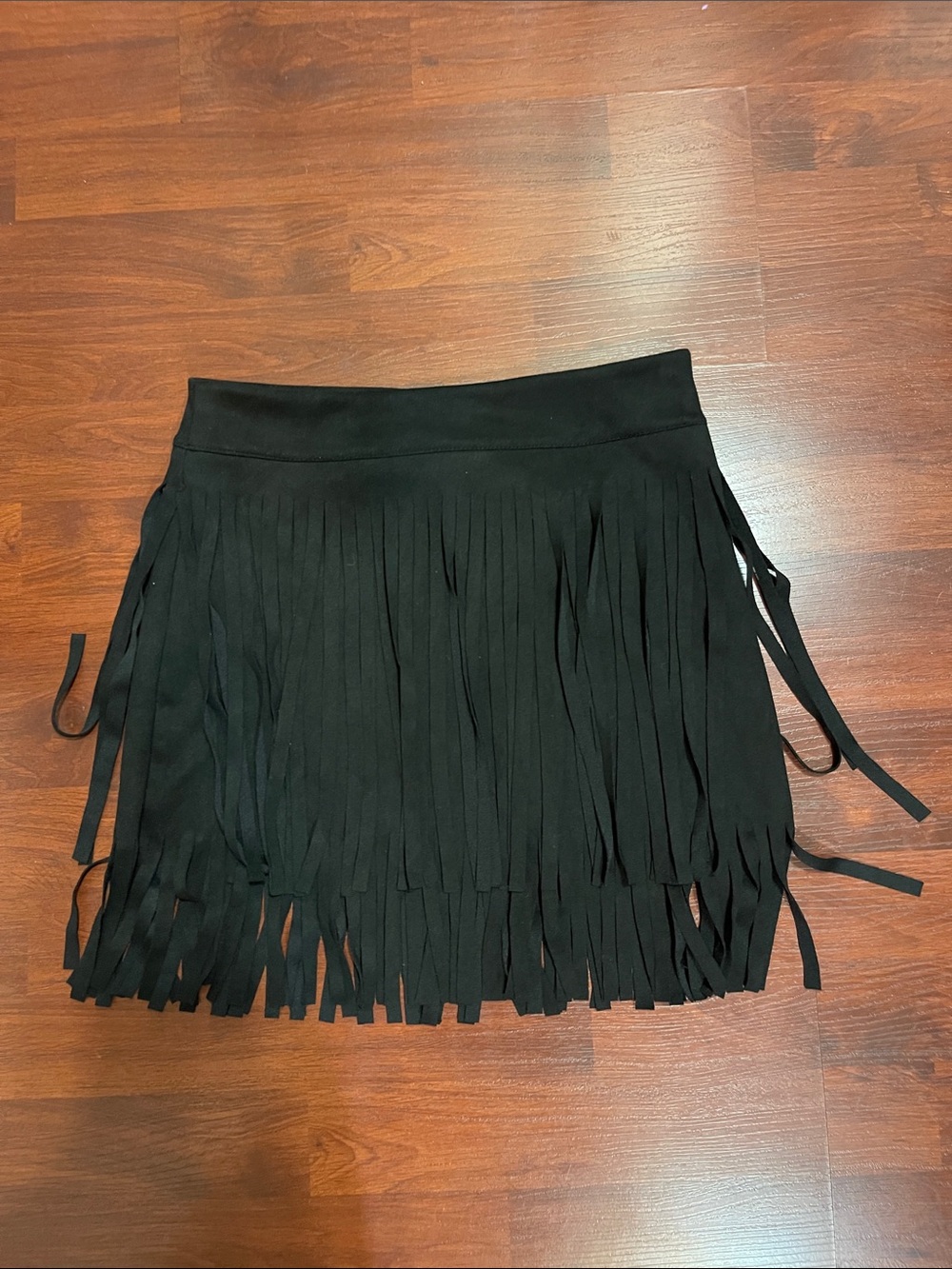 Women's Black Fringe Mini Skirt - Stylish Layered Fringe